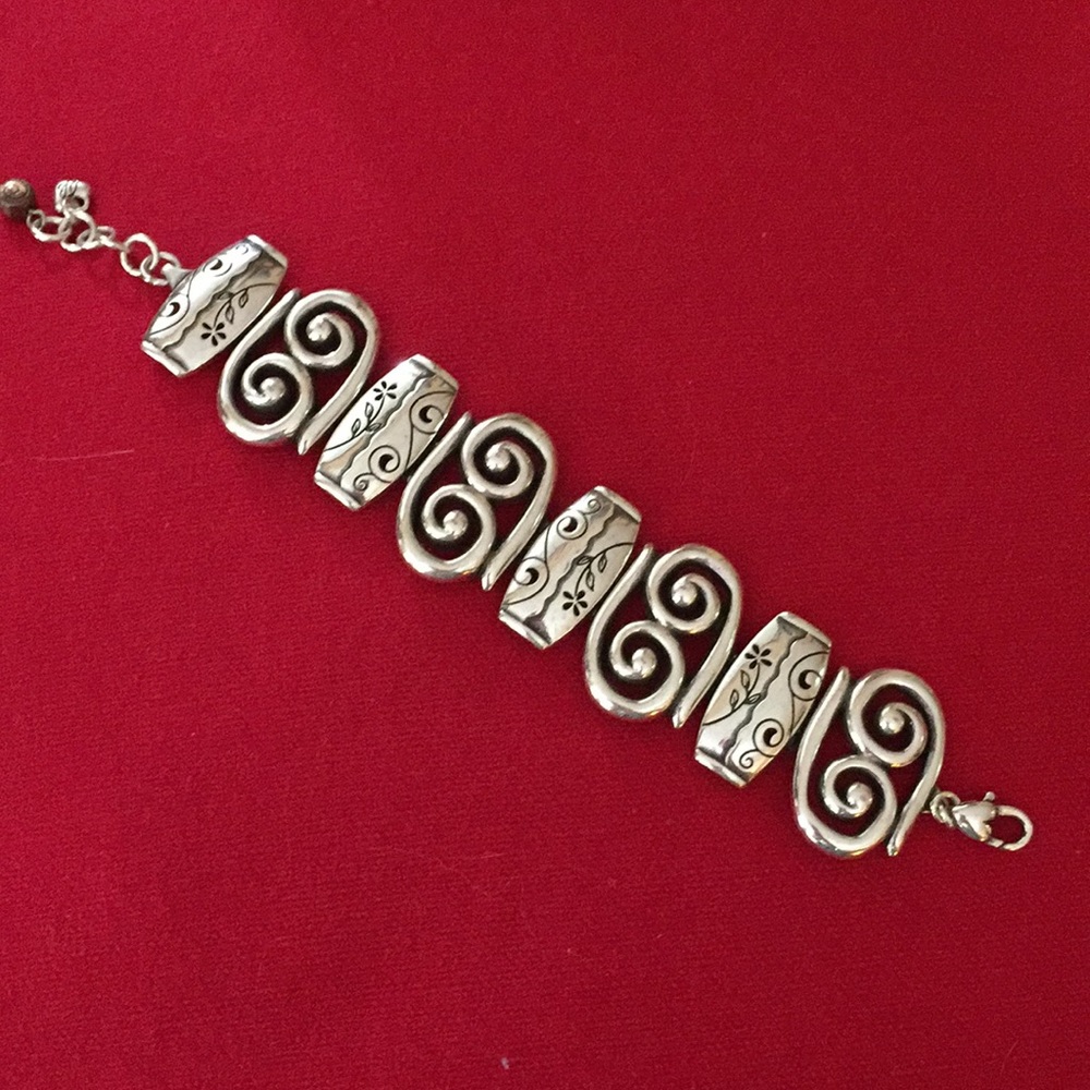 Brighton Silver-Tone Scroll Link Bracelet